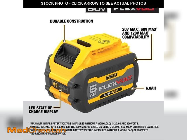 Lot 74-12795534 - DEWALT FLEXVOLT 20V/60V MAX Lithium-Ion 6.0Ah Battery Pack - USED