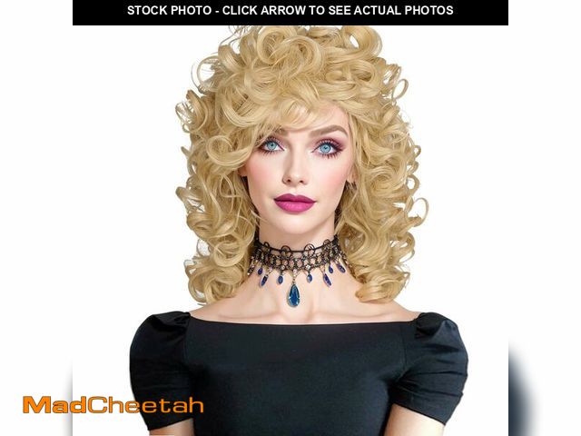 Lot 74-13541647 - ColorGround Medium Long Curly Blonde 80S Rocker Wig for Women - UNUSED