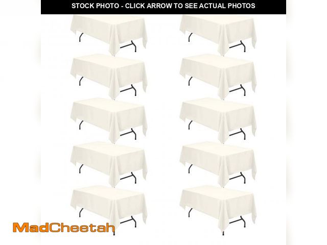 Lot 74-12304450 - BRILLMAX 10 Pack Ivory Tablecloths for 6 Foot Rectangle Tables 60 x 102 Inch - 6ft Rectangular Bulk ...