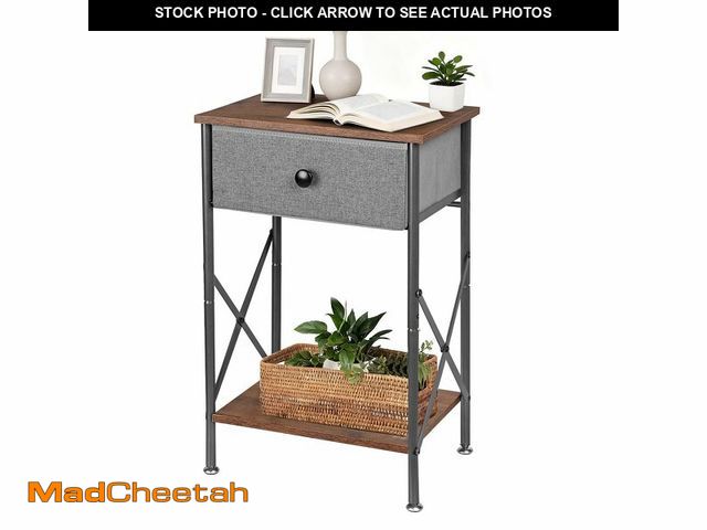 Lot 74-13549865 - VECELO Nightstand with Drawer, Small Bedside Table with Storage and Adjustable Metal Legs, Wood End ...