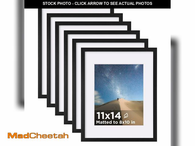Lot 74-14061212 - KINLINK 11x14 Picture Frame Set of 6, Wooden 14x11 Photo Frames with Plexiglass for 8x10 Picture wit...