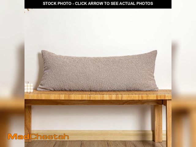 Lot 74-12327892 - *SEE DETAILS* JoraLion Boucle Lumbar Pillow Cover 14x36 inch, Khaki Textured Throw Pillow Cover Cush...