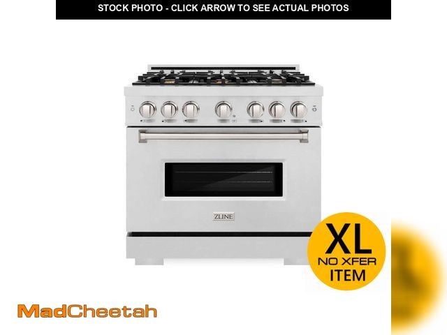 Lot 74-14467419 - ZLINE Kitchen and Bath 36 in. Classic Dual Fuel Range with Gas Cooktop and Electric Oven in Satin St...