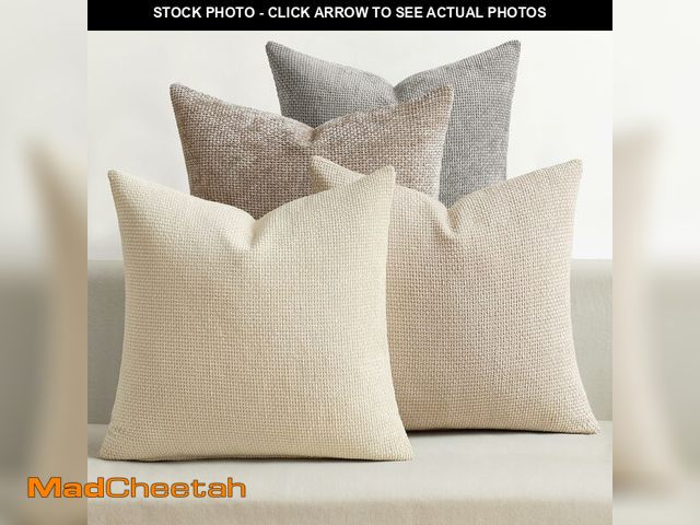 Lot 74-14211378 - MIULEE Pack of 4 Couch Throw Pillow Covers 18x18 Inch Neutral Beige/Brown Soft Decorative Chenille P...