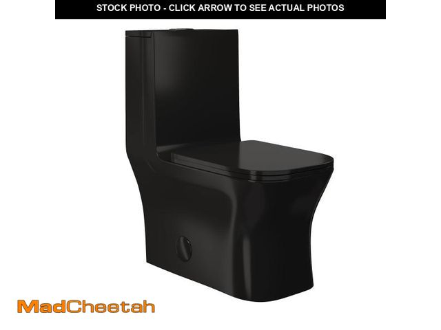 Lot 74-12207403 - Concorde One Piece Square Toilet Dual Flush in Glossy Black 1.1/1.6 gpf - UNUSED