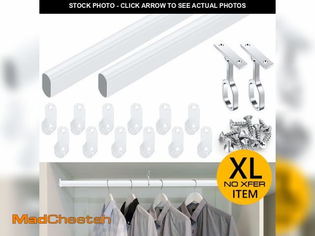 Lot 74-12894803 - Tandefio Chrome Closet Rod 92 Inch with Oval Closet Rod 6 End Supports for Laundry Room Hanging Clot...