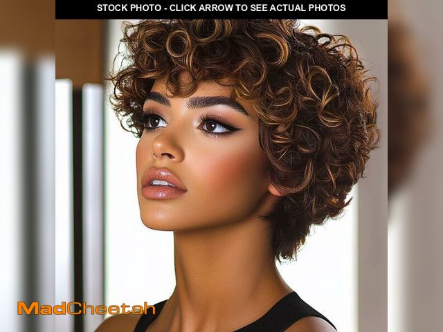 Lot 74-14339481 - Short Curly Wigs for Black Women Black Mixed Brown Pixie Cut Wigs for Women - UNUSED