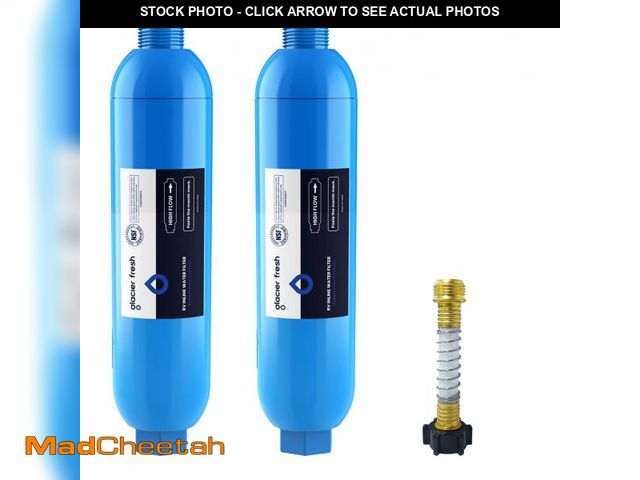 Lot 74-12216164 - GLACIER FRESH RV/Marine Water Filter with 1 Flexible Hose Protector, Greatly Reduces Bad Taste, Odor...