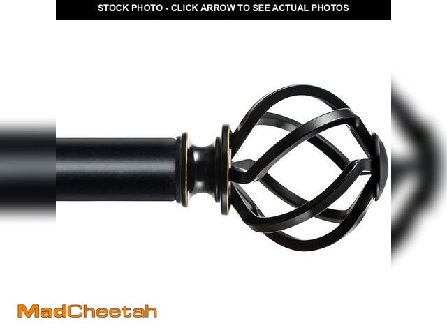 Lot 74-13626490 - KAMANINA Black Curtain Rods for Windows 72 to 144 Inches (6-12ft), 1 Inch Heavy Duty Curtain Rod 32 ...