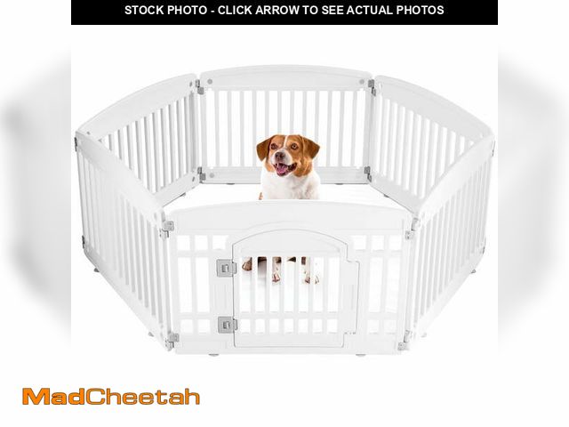 Lot 74-12766543 - edx Dog Playpen, 6-Panel 24" Foldable Pet Pen with Door &amp; Pet Safety Lock, Indoor/Outdoor Puppy ...