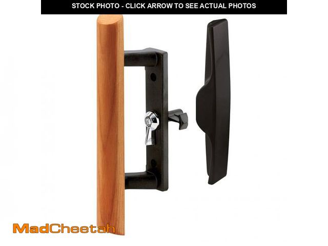 Lot 74-9568234 - Prime-Line Sliding Glass Door Handle Set, 3-1/2 in., Diecast and Wood, Black, Hook Style, Internal L...