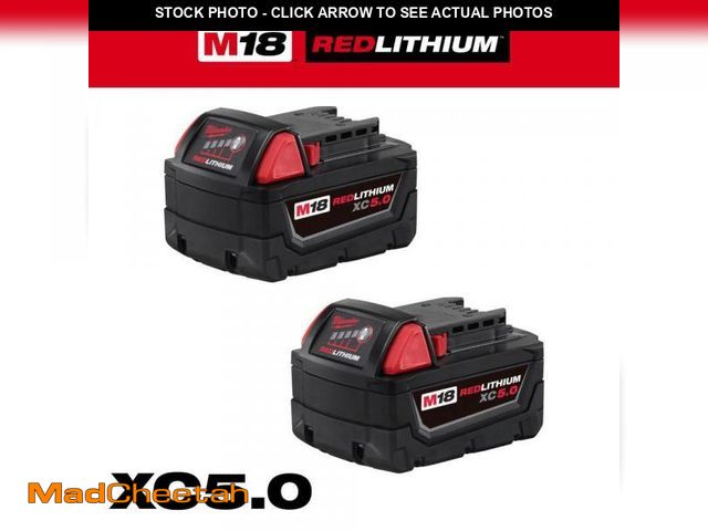 Lot 74-12390829 - Milwaukee M18 18-Volt Lithium-Ion XC Extended Capacity 5.0 Ah Battery Pack (2-Pack) - UNUSED