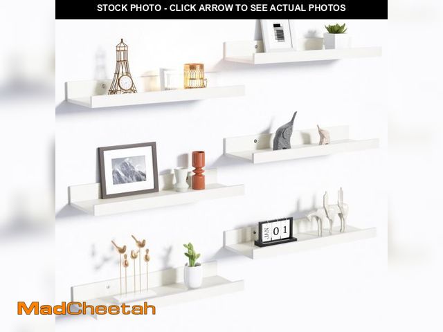 Lot 74-12122495 - upsimples Floating Shelves for Wall, Wall Shelves for Decor Storage Set of 6, Wall Mounted Wood Shel...