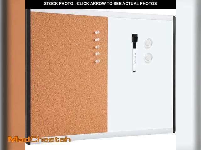 Lot 74-13382176 - Basics Rectangular Magnetic Whiteboard &amp; Cork Board Combo for Home, Office and Classroom, Plasti...