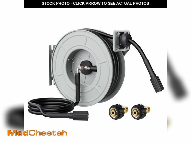 Lot 74-12876934 - Giraffe Tools Pressure Washer Hose Reel 65ft, Power Washer Hose Reel, Pressure Washer Retractable Ho...