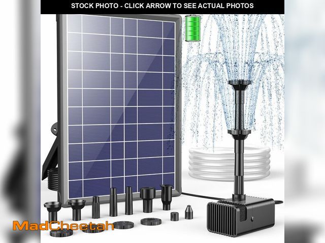 Lot 74-14294451 - Antfraer 8W Solar Fountain Pump With 3600mAh Battery Backup, Solar Water Fountain for Bird Bath with...