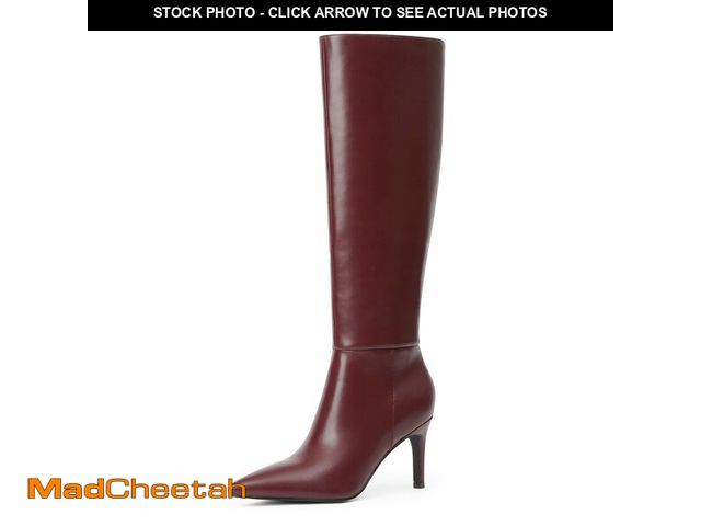 Lot 74-13624220 - Easyfox Burgundy Knee High Boots for Women Pointed Toe Tall Boots Stiletto High Heel Long Fall Boots...