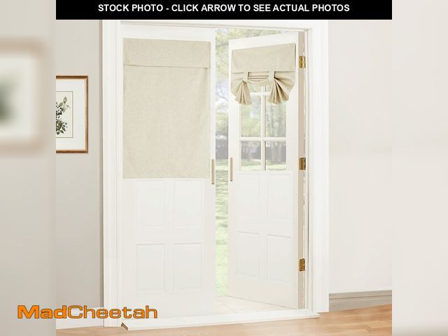 Lot 74-14271969 - RYB HOME Door Window Curtains 40 inches, 100% Blackout Natural Linen Blended Privacy Glass/French Gl...