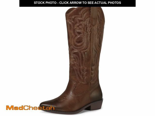 Lot 74-14337513 - mysoft Women's Cowboy Boots Mid Calf Western Embroidered Pointed Toe Chunky Heel Pull On Cowgirl Boo...
