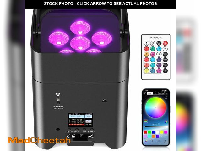 Lot 74-13550768 - ZEMOJ Rechargeable Battery Powered Stage Lights, 6-in-1 RGBWA+UV, 108W 9600mAh 6LED Par Lights DMX/A...