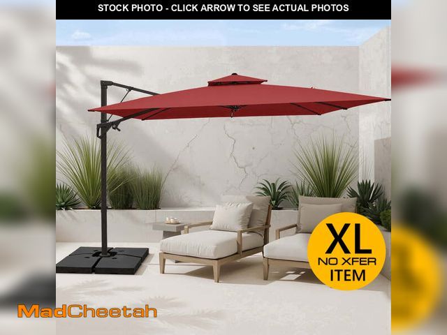 Lot 74-14070482 - FUNDAZE 10x10ft Cantilever Patio Umbrella with Cross Base &amp; Cover, Waterproof UV Resistant for G...