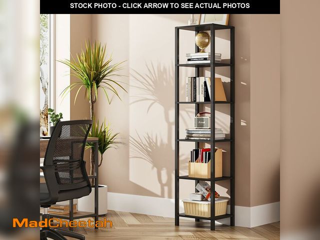 Lot 74-13564395 - TUTOTAK Bookshelf, 6-Tier Tall Book Shelf, Narrow Bookcase for Small Space, DIY Stackable Bookshelf,...