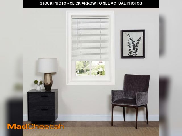 Lot 74-12240701 - Cordless Room Darkening Mini Blind - 60 Inch Width, 64 Inch Length, 1" Slat Size - Pearl White - Cor...