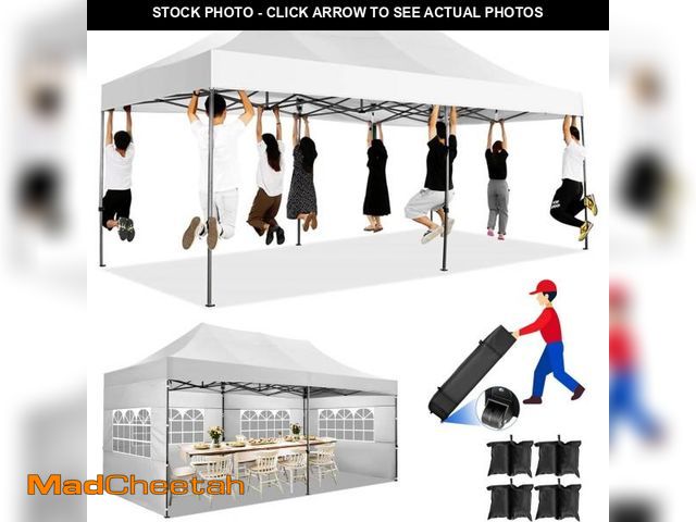 Lot 74-12204845 - COBIZI 10x20 Heavy Duty Pop up Canopy Tent with 6 sidewalls Easy Up Commercial Outdoor Canopy Weddin...