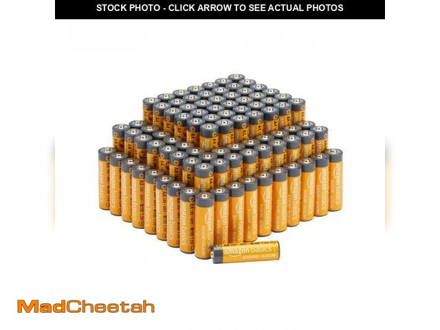 Lot 74-11546914 - Basics 100-Pack AA Alkaline High-Performance Batteries, 1.5 Volt, 10-Year Shelf Life - UNUSED