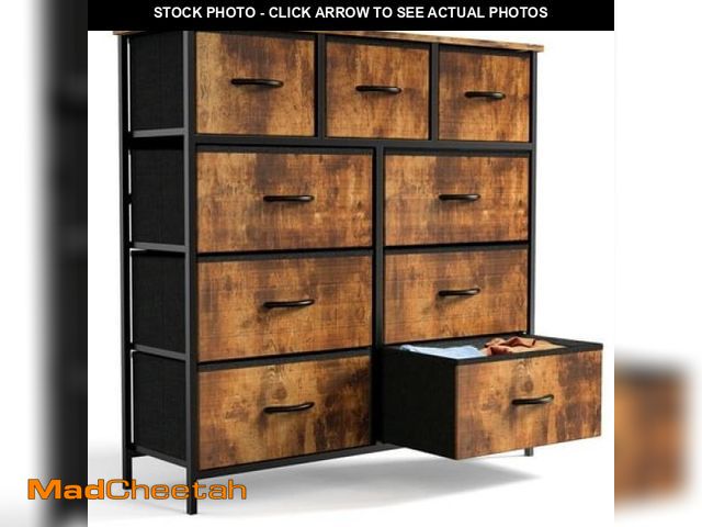 Lot 74-12420221 - Fabric 9-Drawer Dresser with Steel Frame and Wooden Top - Ideal for Bedroom  Nursery  Closet and Ent...