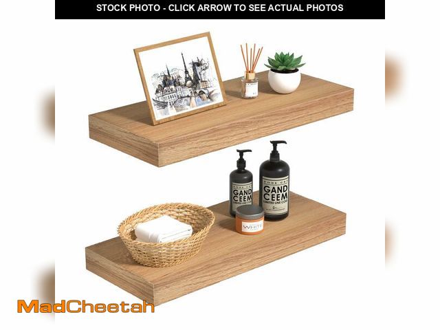 Lot 74-14067354 - INHABIT UNION Oak Floating Shelves Wood for Wall 15.7in Wall Mounted Display Ledge Shelves Perfect f...