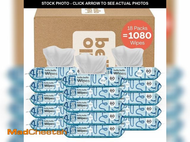 Lot 74-14304924 - Hello Bello Extra Gentle Unscented Baby Wipes, Plant Based, Made with 99% Water and Aloe for Babies ...