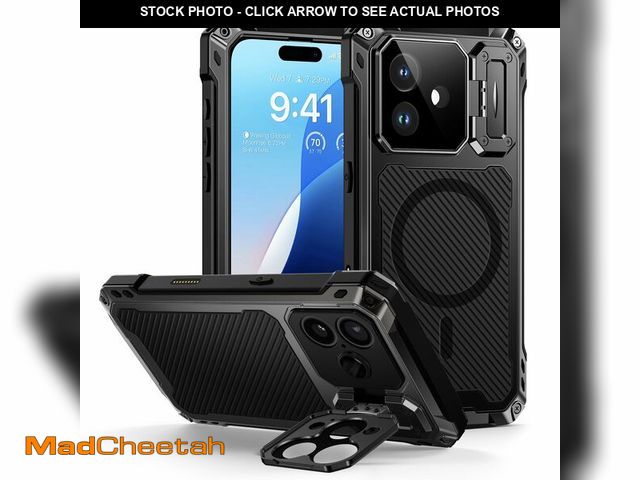 Lot 74-14269318 - Lanhiem for iPhone 17 Metal Case with Kickstand, Compatible with MagSafe, Built in Tempered Glass Sc...