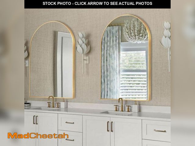 Lot 74-12519813 - LuxHomez 24 in. W x 36 in. H Gold Vanity Arched Wall Mirror Aluminium Alloy Frame Bathroom Mirror (2...