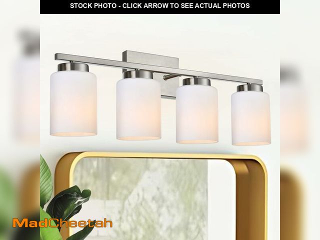 Lot 74-12720662 - VINLUZ 4 Light Industrial Farmhouse Wall Light Fixture in Brushed Nickel Finish Interior Bathroom Va...