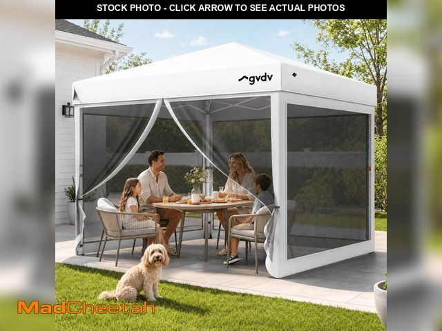 Lot 74-14603891 - GVDV 10ft x 10ft Pop-Up Canopy, Outdoor Canopy tent with Adjustable Height, Mosquito Netting, Zipper...