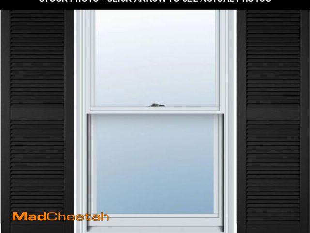 Lot 74-12448037 - Ekena Millwork Lifetime Vinyl LL1S14X05200BL Standard Cathedral Top Center Mullion, Open Louver Viny...