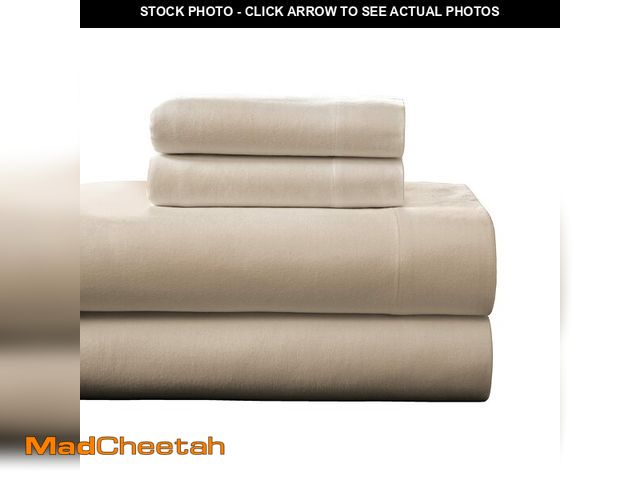 Lot 74-13964447 - Pointehaven Heavy Weight Flannel Sheet Set, Queen, Linen - Warm &amp; Cozy - 100% Cotton Flannel Pre...