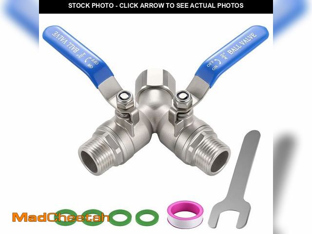 Lot 74-14213646 - SNUTUYA 304 Stainless Steel Garden Hose Splitter 2 Way Heavy Duty, Full Flow Y Valve Water Hose Spli...