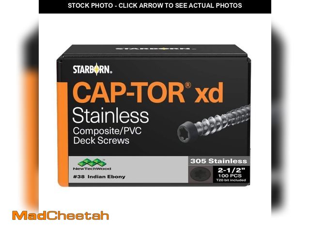 Lot 74-12827429 - NewTechWood 10 x 2-1/2 in. Indian Ebony Stainless Steel Torx Drive Flat Undercut Composite Deck Scre...