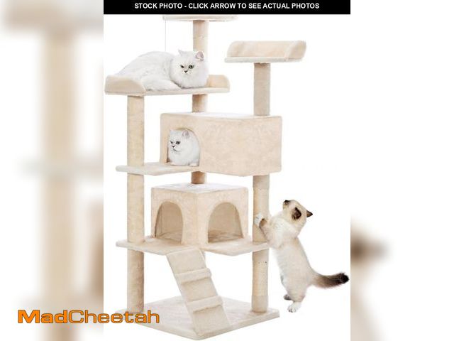 Lot 74-12096315 - Made4Pets Cat Tree Tower 56in Cat Tower for Indoor Cats Kitten Tree Multi-Level Cat Tree with 2 Cond...