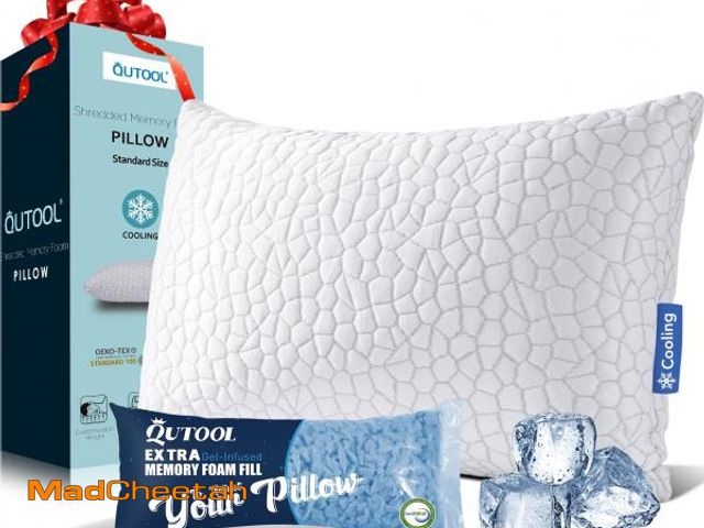 Lot 74-11555718 - QUTOOL Cooling Bed Pillows for Sleeping Shredded Memory Foam Pillows Adjustable Gel Pillows for Side...