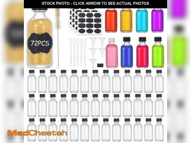 Lot 74-14270161 - MMonDod (Pack of 72) 2oz Small Clear Glass Bottles(60ml) with Lids Boston Round Travel Bottles for V...