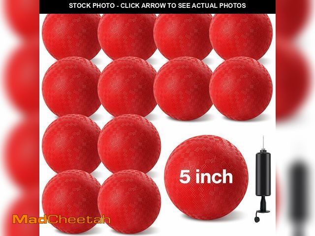 Lot 74-12437352 - HSLCGF 12 Pcs Dodgeballs 5 Inch Playground Ball Kickball Red Inflatable Rubber Handball Bouncy Dodge...
