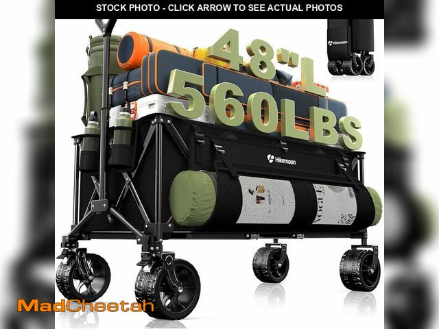 Lot 74-13040279 - Hikemoon 300L Extra Large Wagons Carts Foldable, 560LBS Heavy Duty Collapsible Beach Wagon 48" Long ...