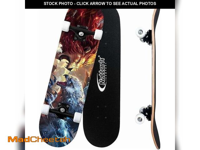 Lot 74-14323863 - 31 Inch Complete Skateboard with PU Wheels, Wood 9 Layer Canadian Maple Trick Board for Boys Girls Y...