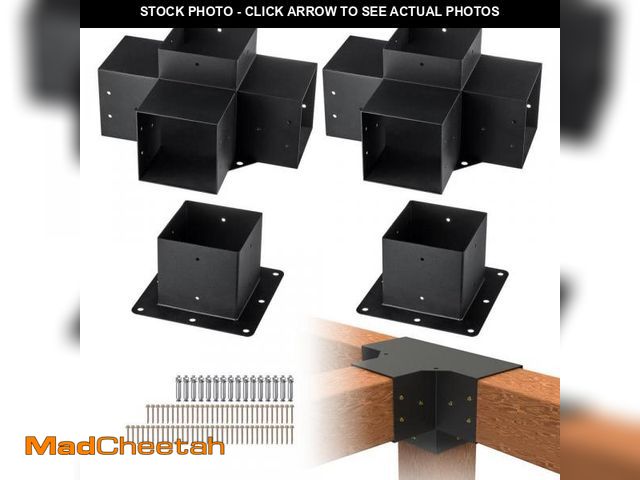 Lot 74-12518070 - VEVOR Pergola Bracket Kit 6 in. x 6 in. 4-Piece 4-Way Heavy-Duty Corner Bracket Woodworks DIY Post B...