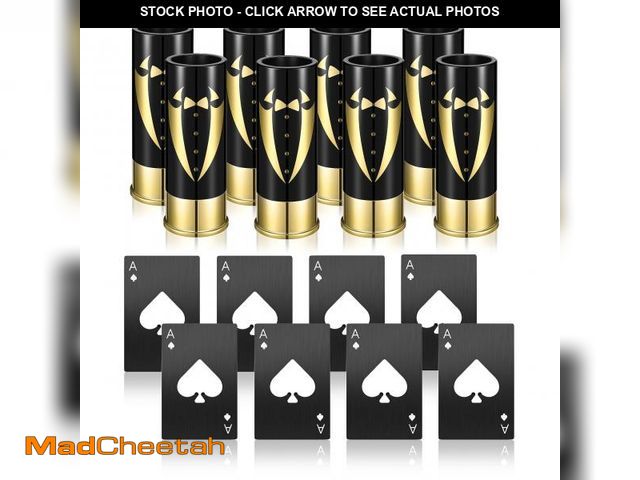 Lot 74-12315606 - Yoption 16 Pcs Groomsmen Gifts Set, 8pcs Gauge Shot Glasses with 8pcs Credit Card Size Bottle Opener...