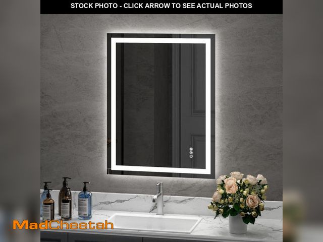 Lot 74-12463232 - WOODSAM 28 in. W x 36 in. H Rectangular Frameless LED Light Anti-Fog Wall Bathroom Vanity Mirror Sup...