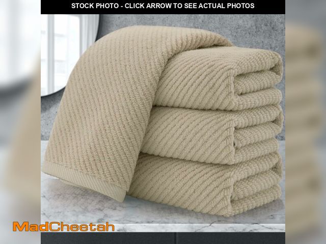 Lot 74-14433513 - VOOVA &amp; MOVAS Bathroom Hand Towels 4PC, 100% Cotton, 18x28 in, Dark Beige - USED